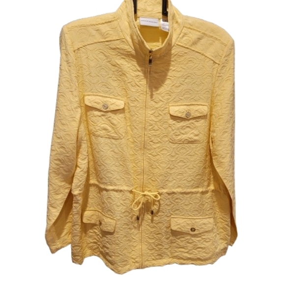 Alfred Dunner Full Zipper Textured Anorak Spring Jacket Yellow 16 - Picture 4 of 17